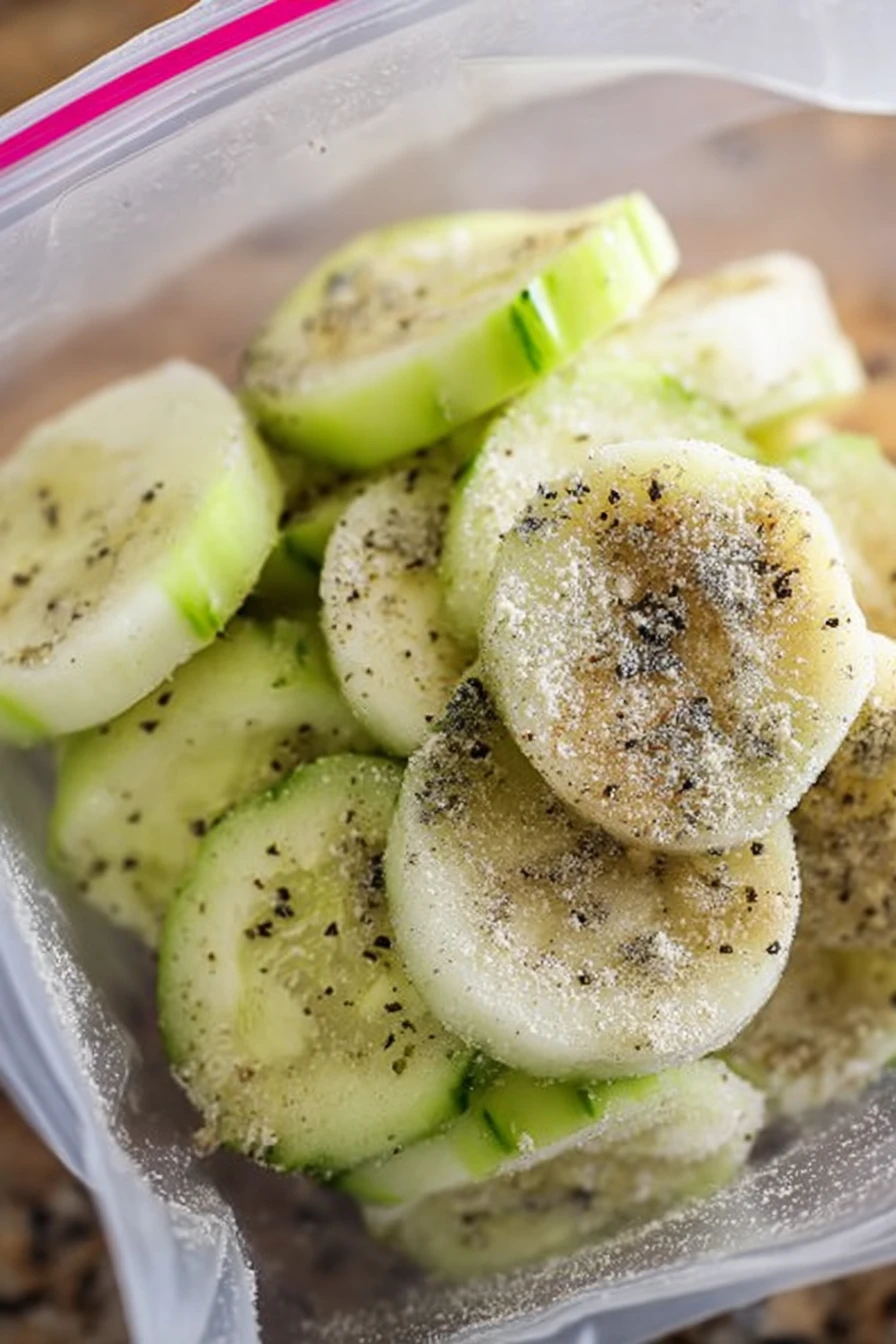 ranch cucumber chips, crispy, savory, refreshing, snack, flavorful, crunchy texture