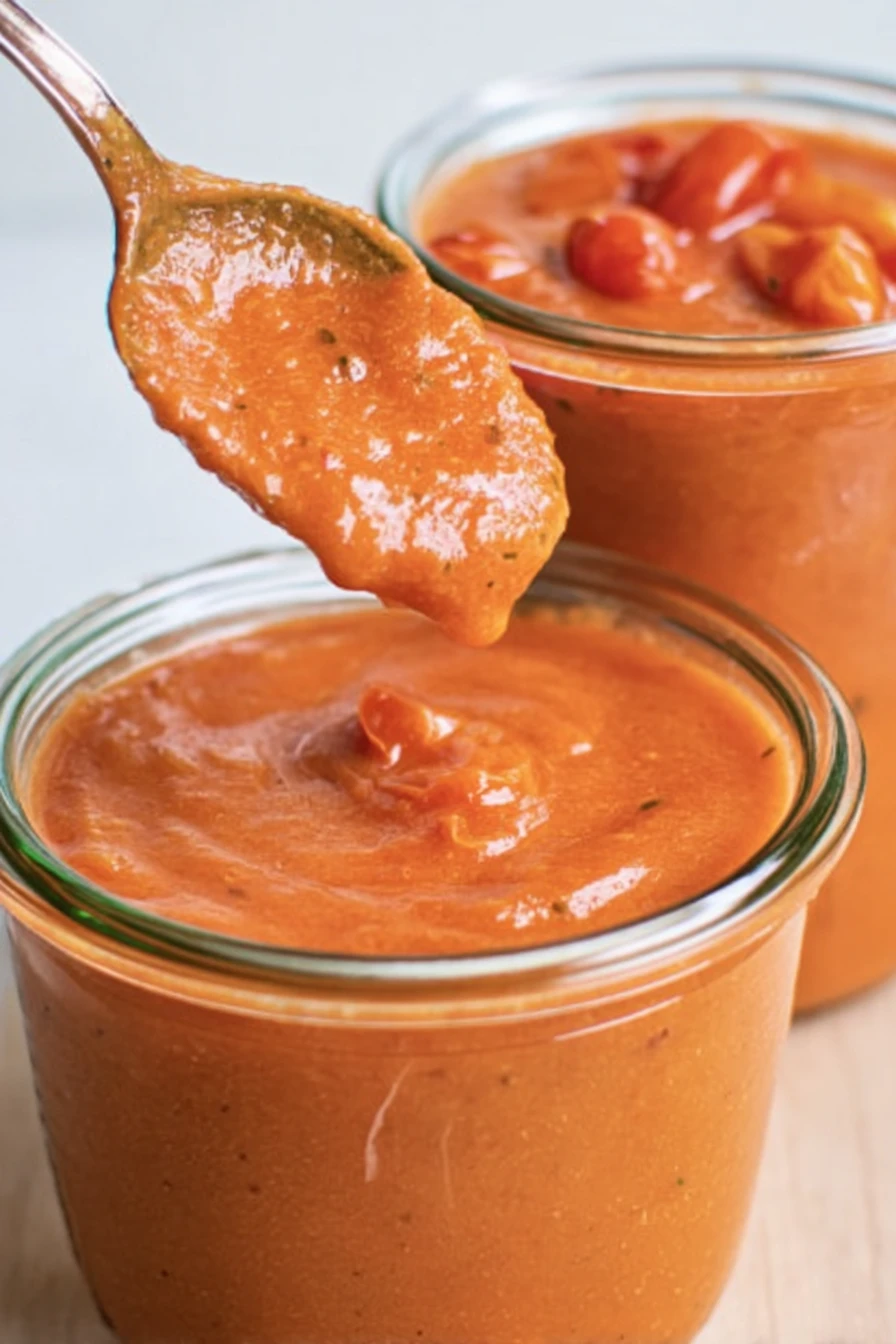 roasted cherry tomato sauce, savory, flavorful, aromatic, homemade, condiment, Italian cuisine