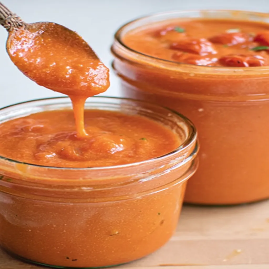 roasted cherry tomato sauce, savory, aromatic, rich flavor, vibrant color