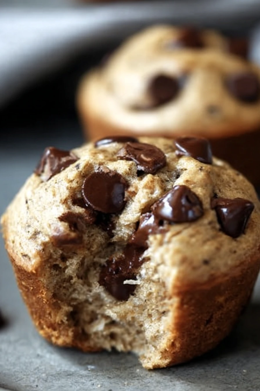 skinny, banana chocolate chip muffins, delicious, moist, sweet