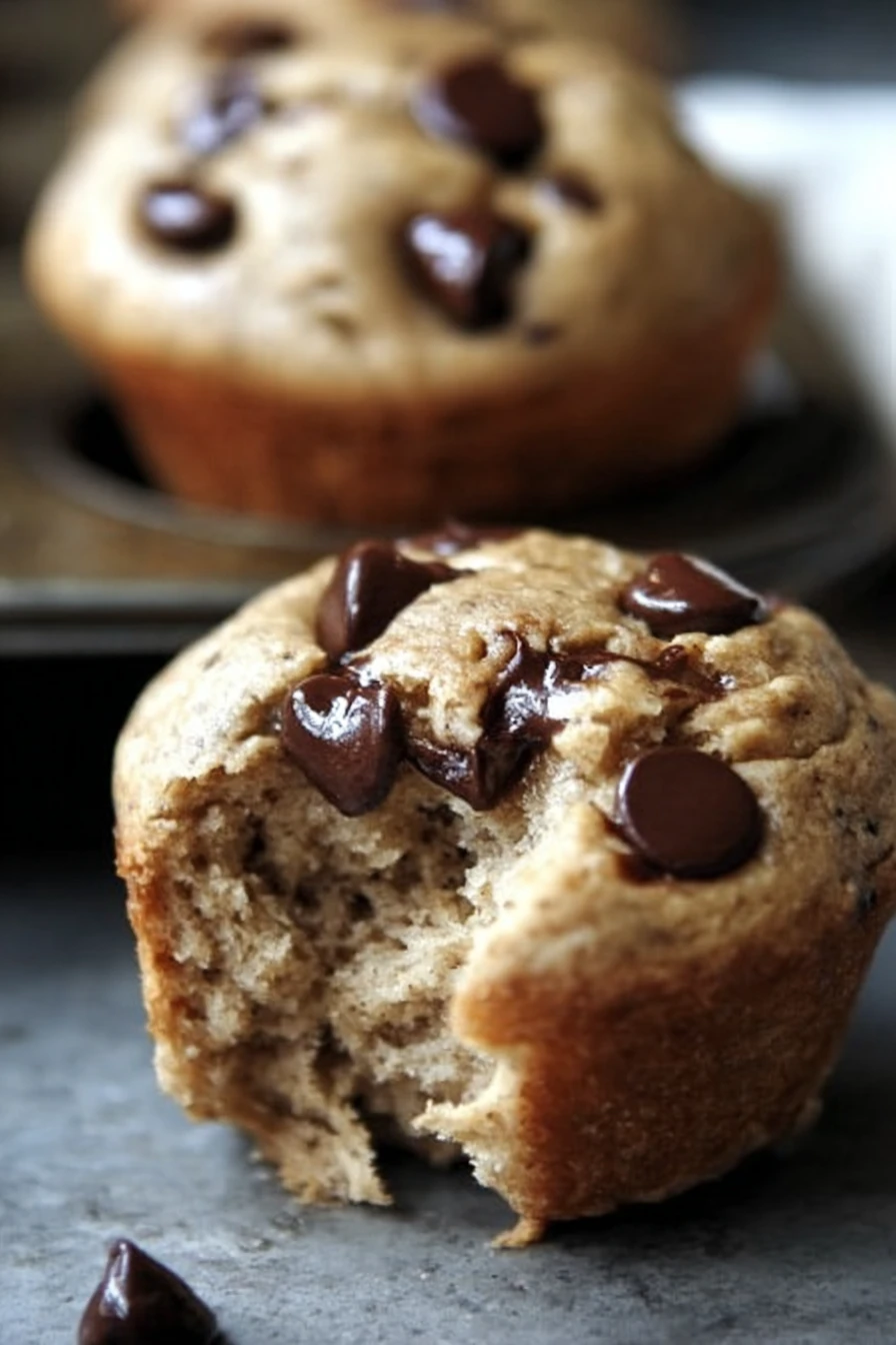 skinny, banana chocolate chip muffins, delicious, moist, sweet