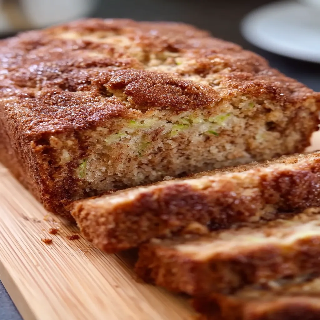 snickerdoodle zucchini bread, cinnamon sugar topping, moist, flavorful, aromatic spices, delicious, homemade bread