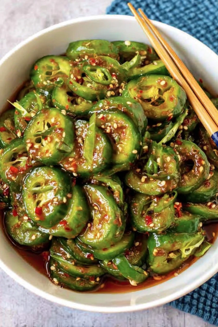 spicy cucumber salad, Asian cuisine, refreshing, flavorful, crunchy textures, zesty dressing