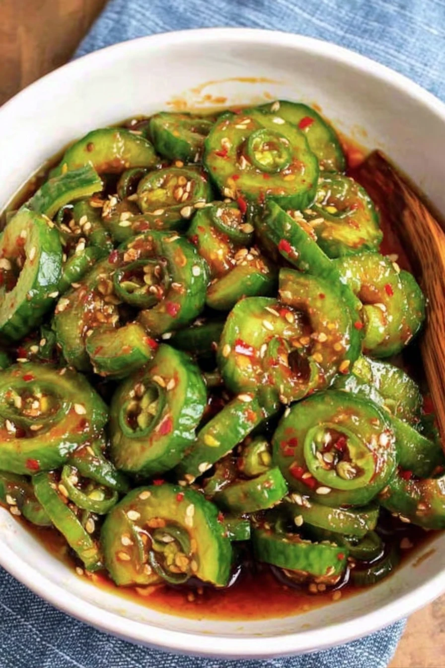 spicy cucumber salad, Asian cuisine, refreshing, flavorful, crunchy textures, zesty dressing