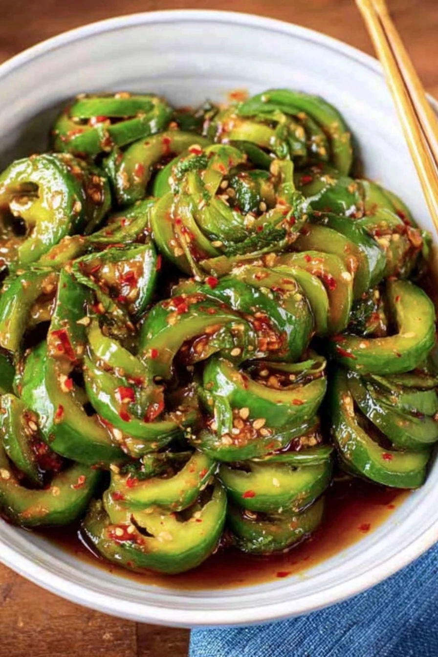 spicy cucumber salad, Asian cuisine, refreshing, flavorful, crunchy textures, zesty dressing