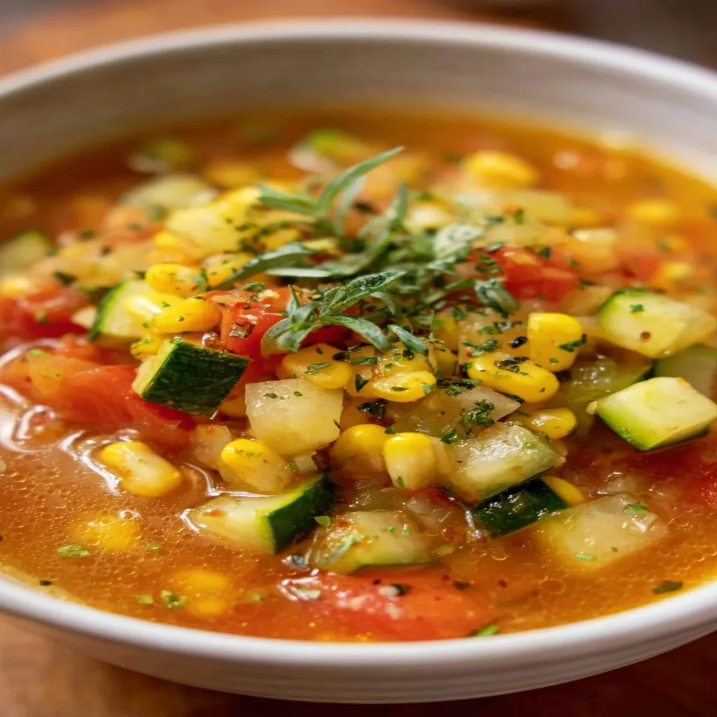 Summer Soup With Corn, Zucchini recipe step-by-step guide