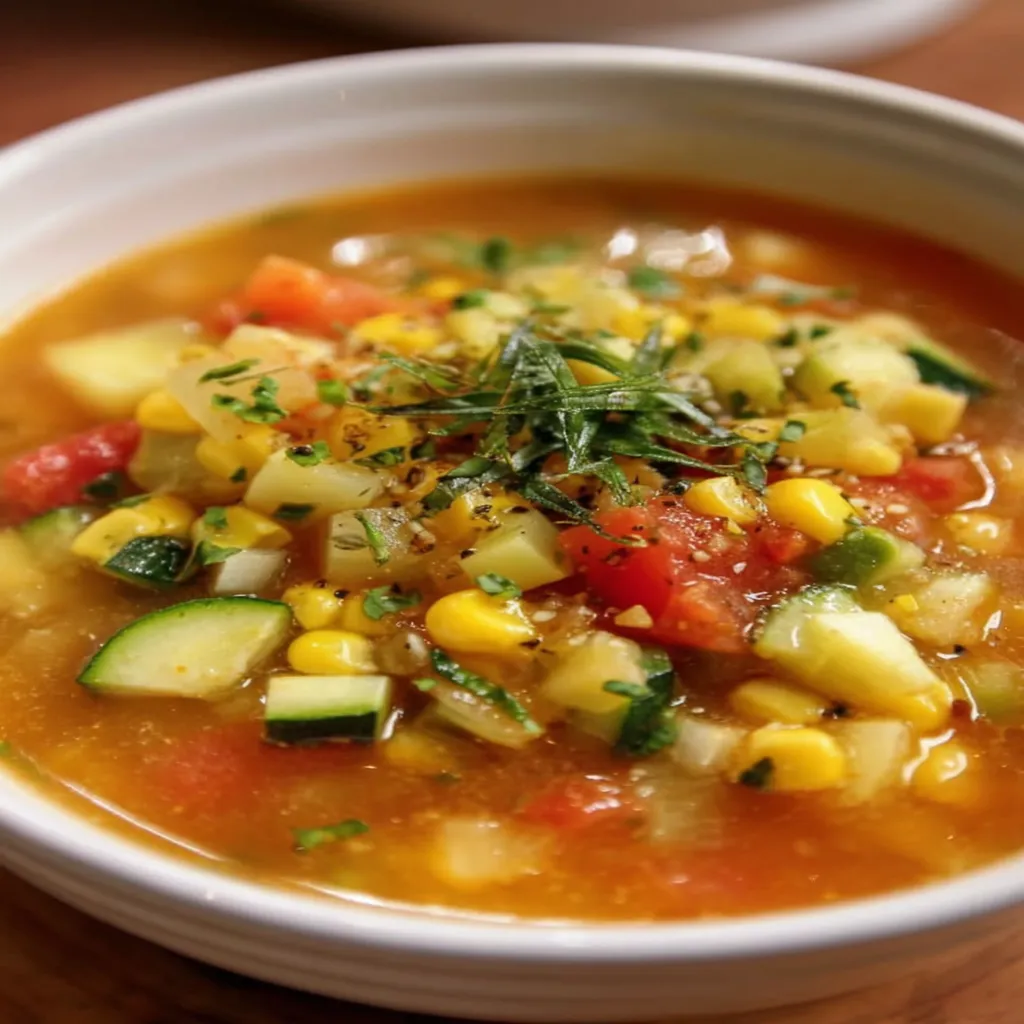 Summer Soup With Corn, Zucchini recipe step-by-step guide