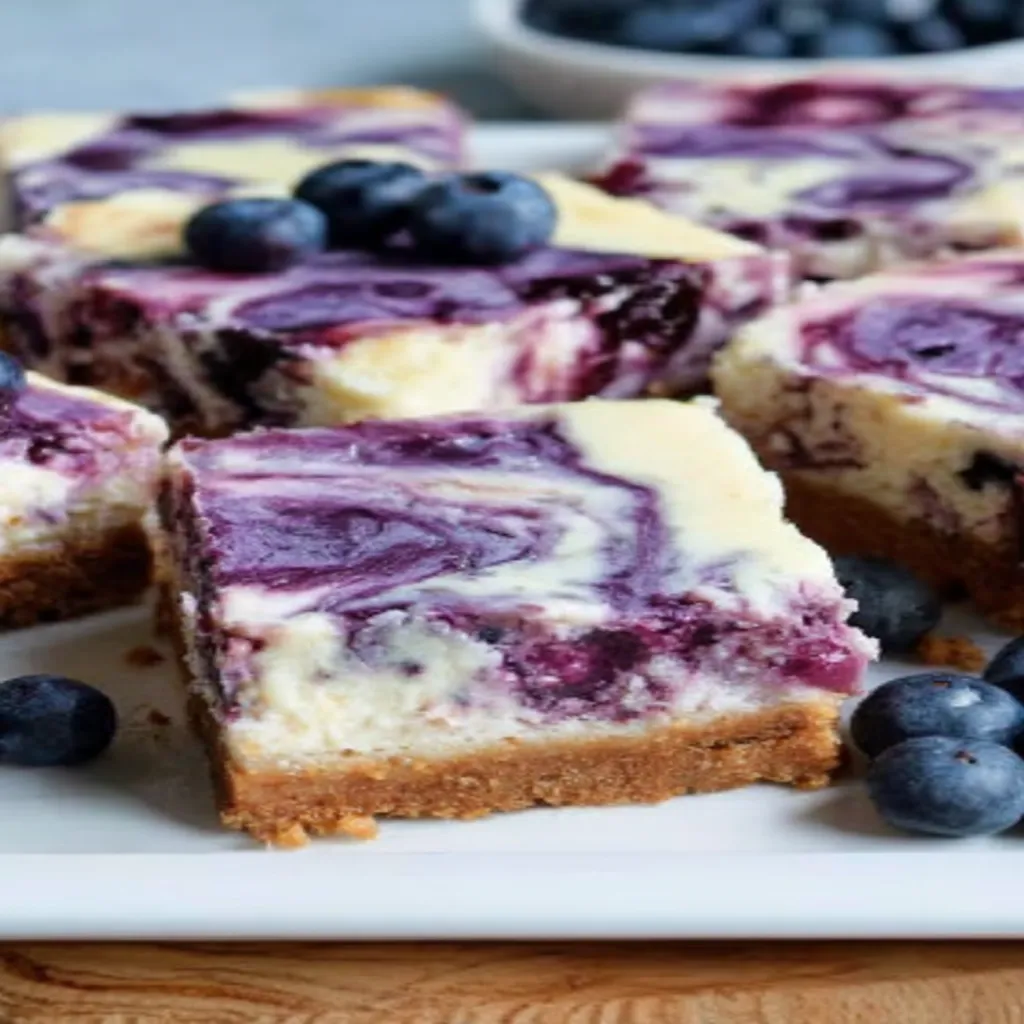 blueberry swirl cheesecake bars, decadent dessert, creamy filling, sweet and tangy swirls