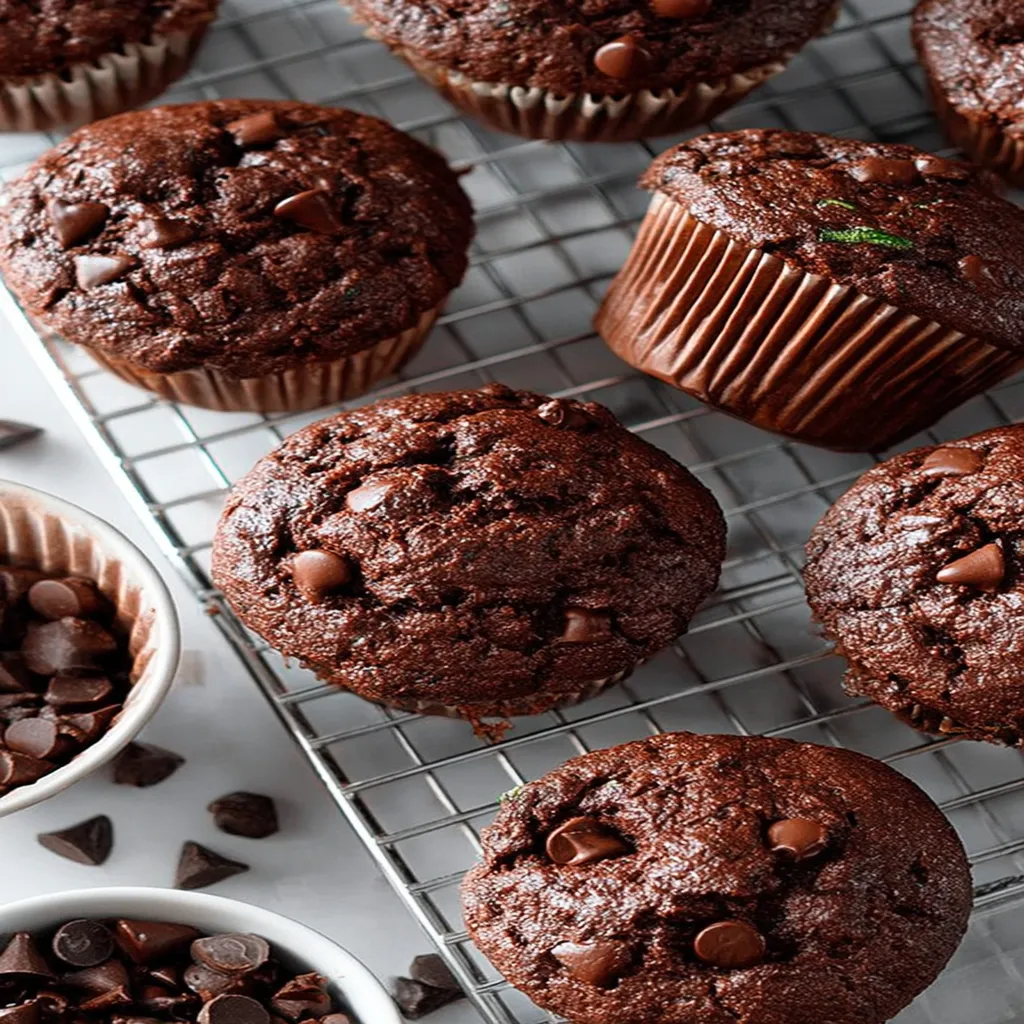 chocolate zucchini muffins, best recipe, moist, decadent, rich flavor, indulgent treat