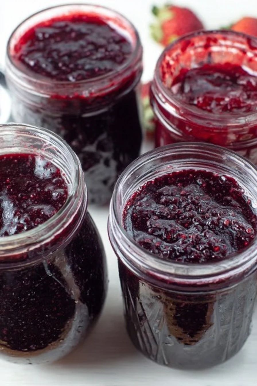 triple berry jam, canning recipe, vibrant colors, sweet and tangy, homemade jam