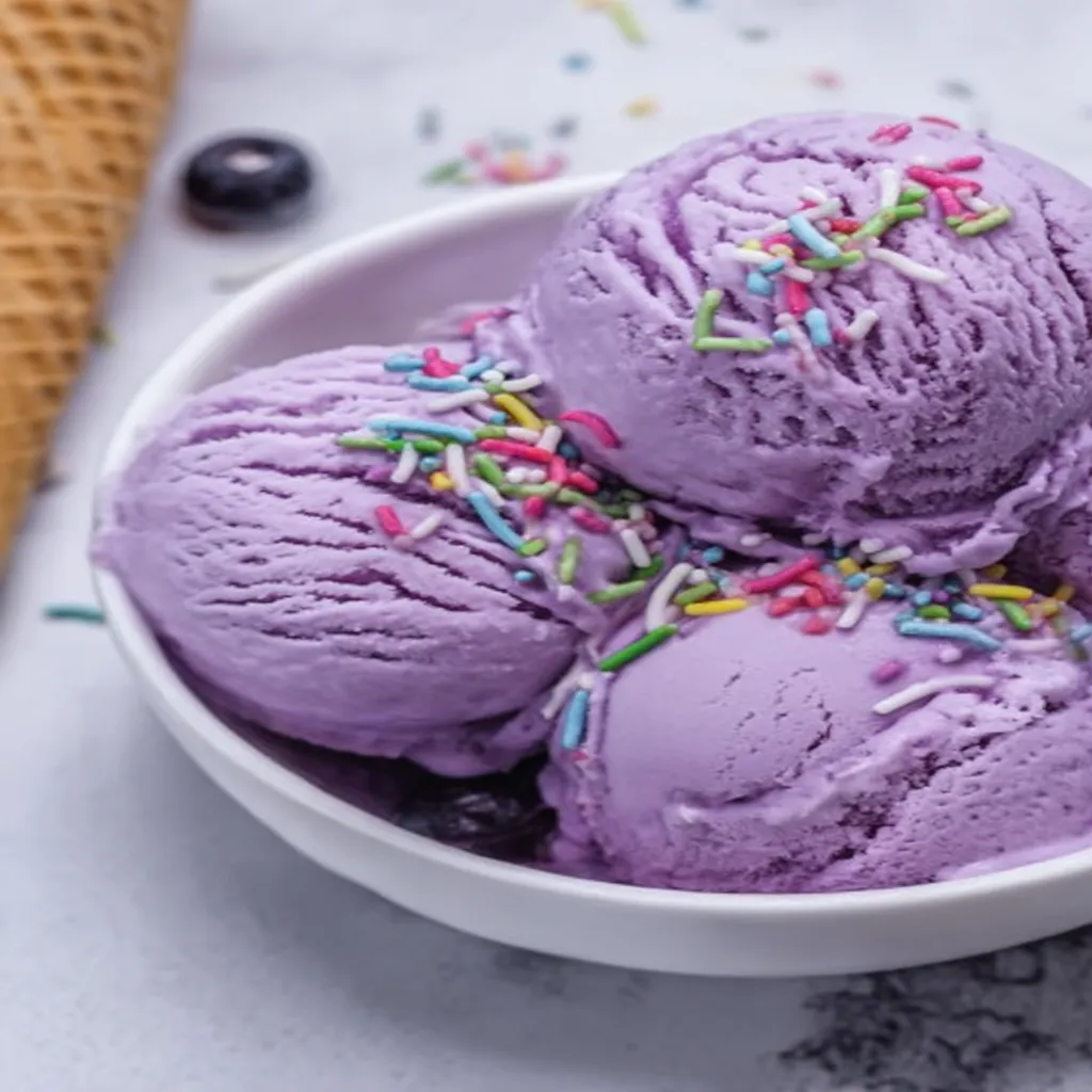 vegan, blueberry ice cream, creamy, dairy-free, refreshing, fruity, indulgent flavor
