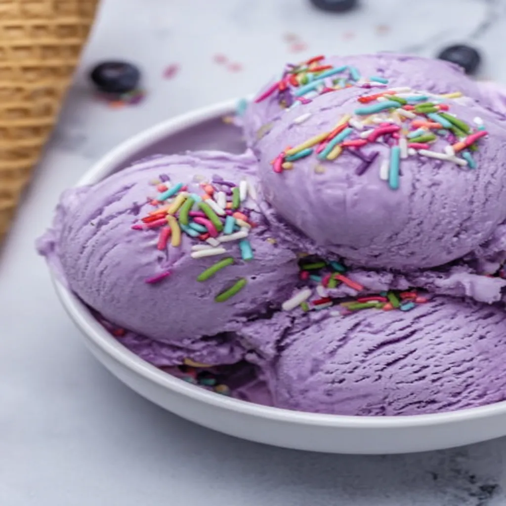 vegan, blueberry ice cream, creamy, dairy-free, refreshing, fruity, indulgent flavor