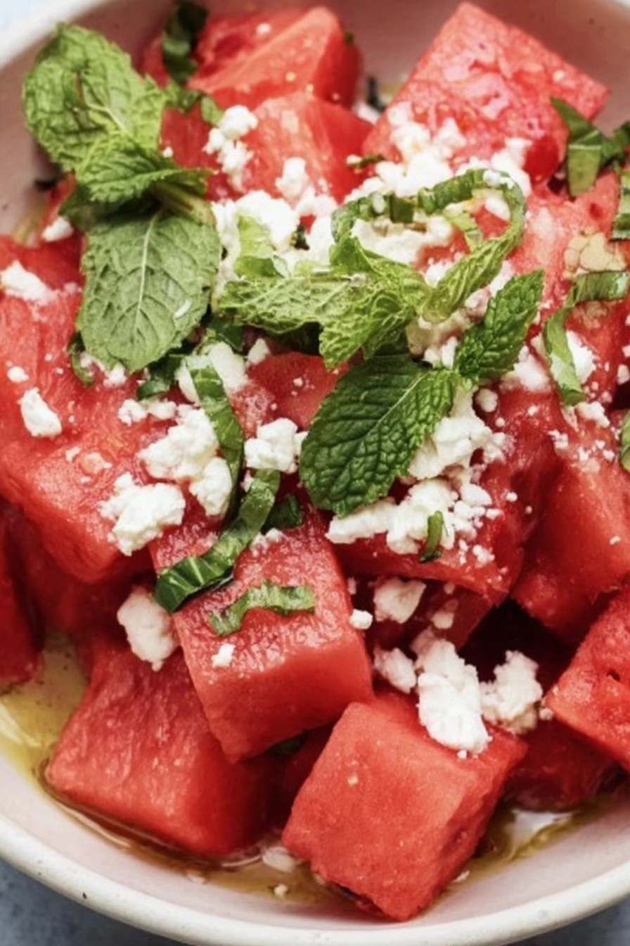 Watermelon Feta Salad with Mint recipe step-by-step guide