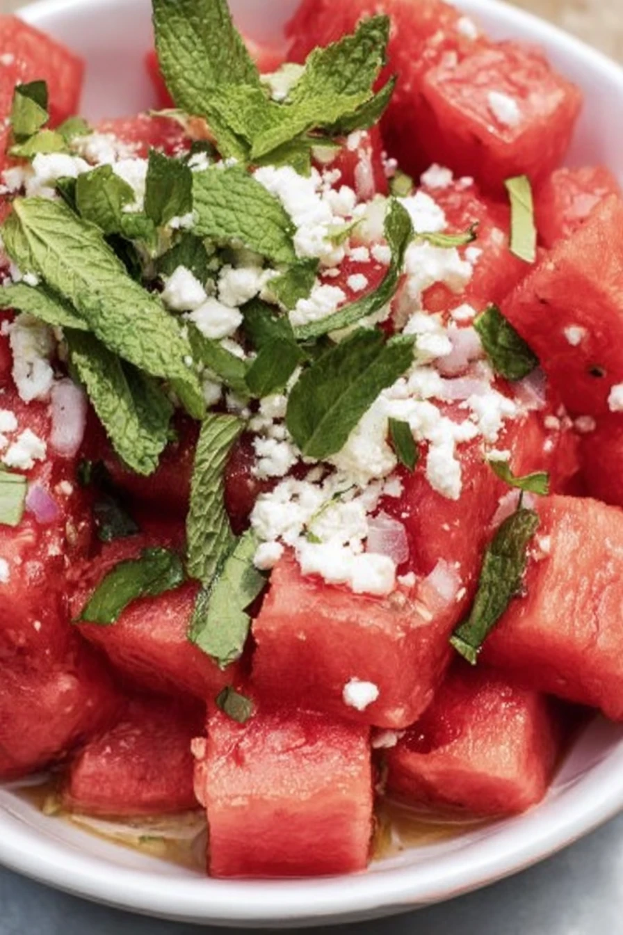 Watermelon Feta Salad with Mint recipe step-by-step guide