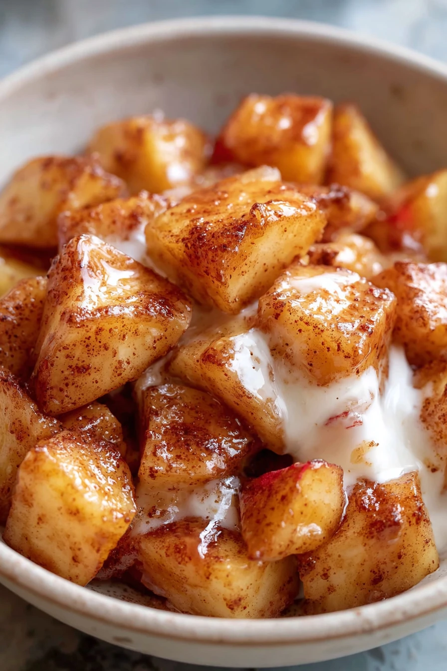 Air Fryer Apples, crispy, cinnamon-spiced, sweet and savory, healthy dessert