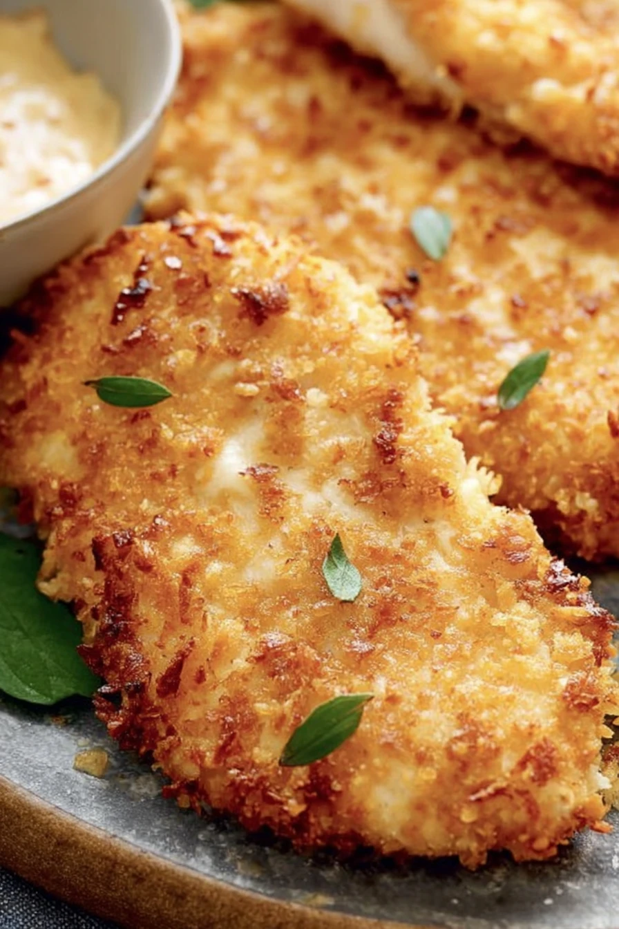 air fryer, parmesan crusted chicken, mayo, crispy, savory, delicious, golden-brown, flavorful