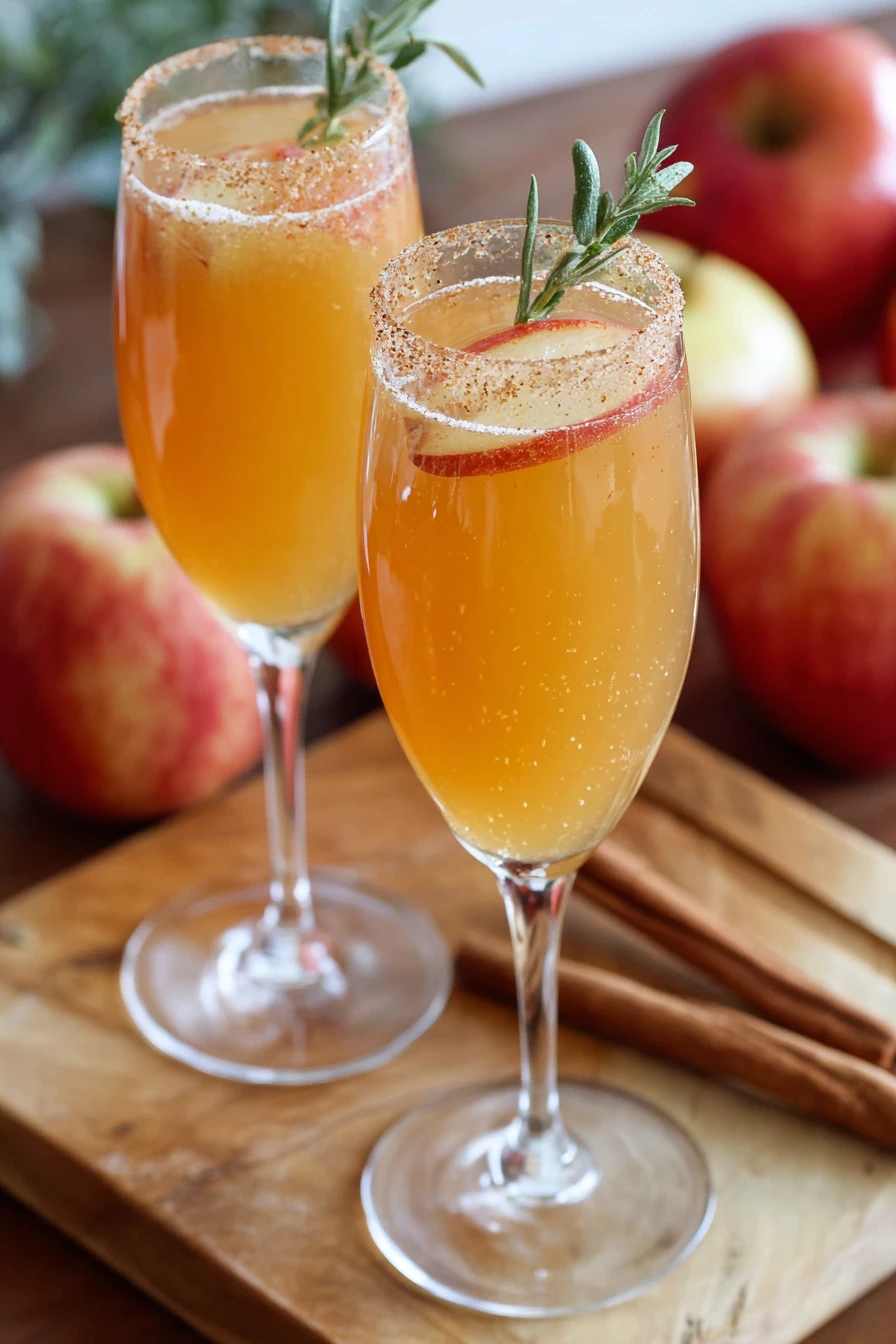 Apple Cider Mimosa, bubbly, refreshing, autumn, festive, cinnamon, brunch, sparkling wine