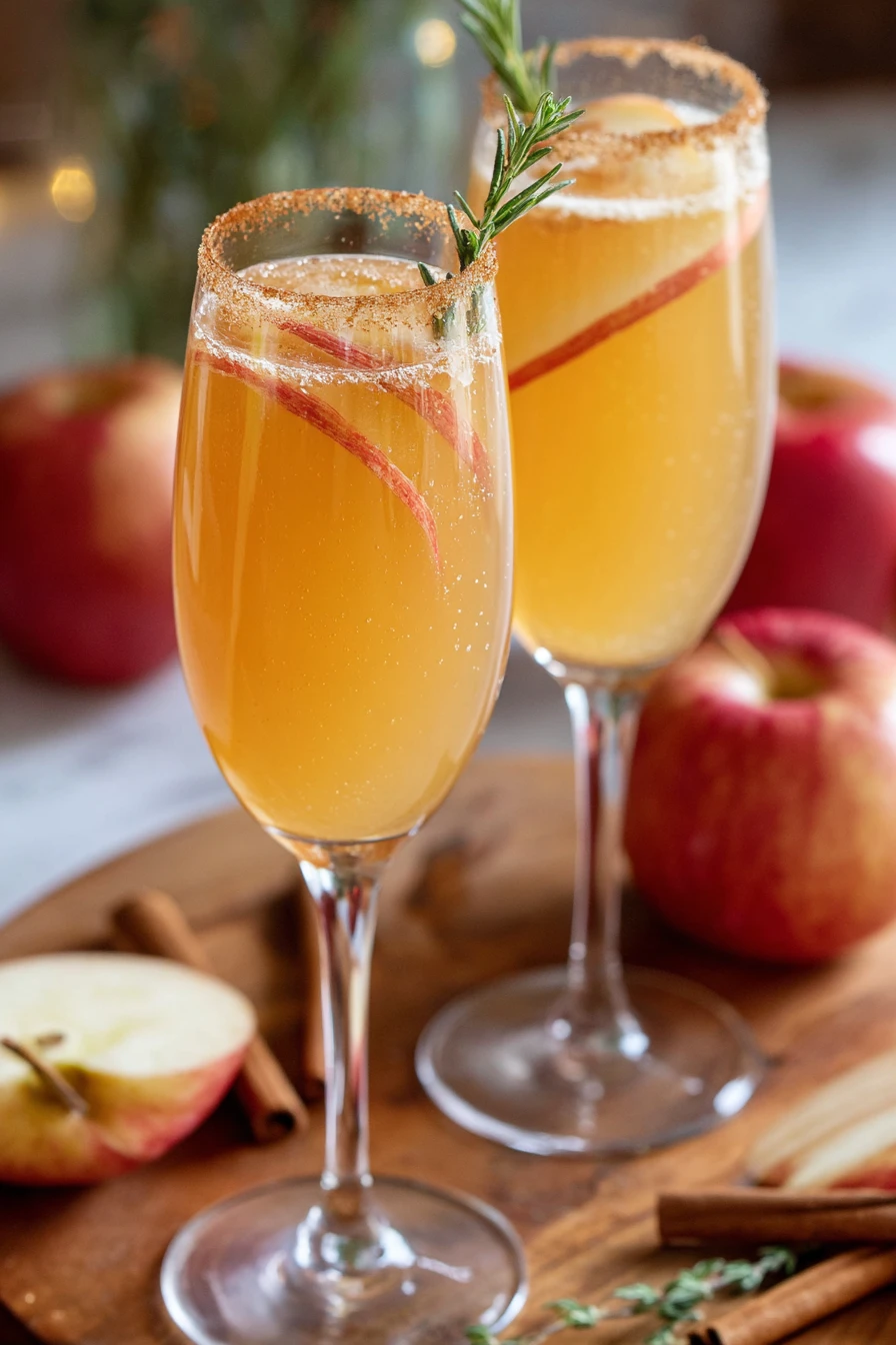 Apple Cider Mimosa, bubbly, refreshing, autumn, festive, cinnamon, brunch, sparkling wine