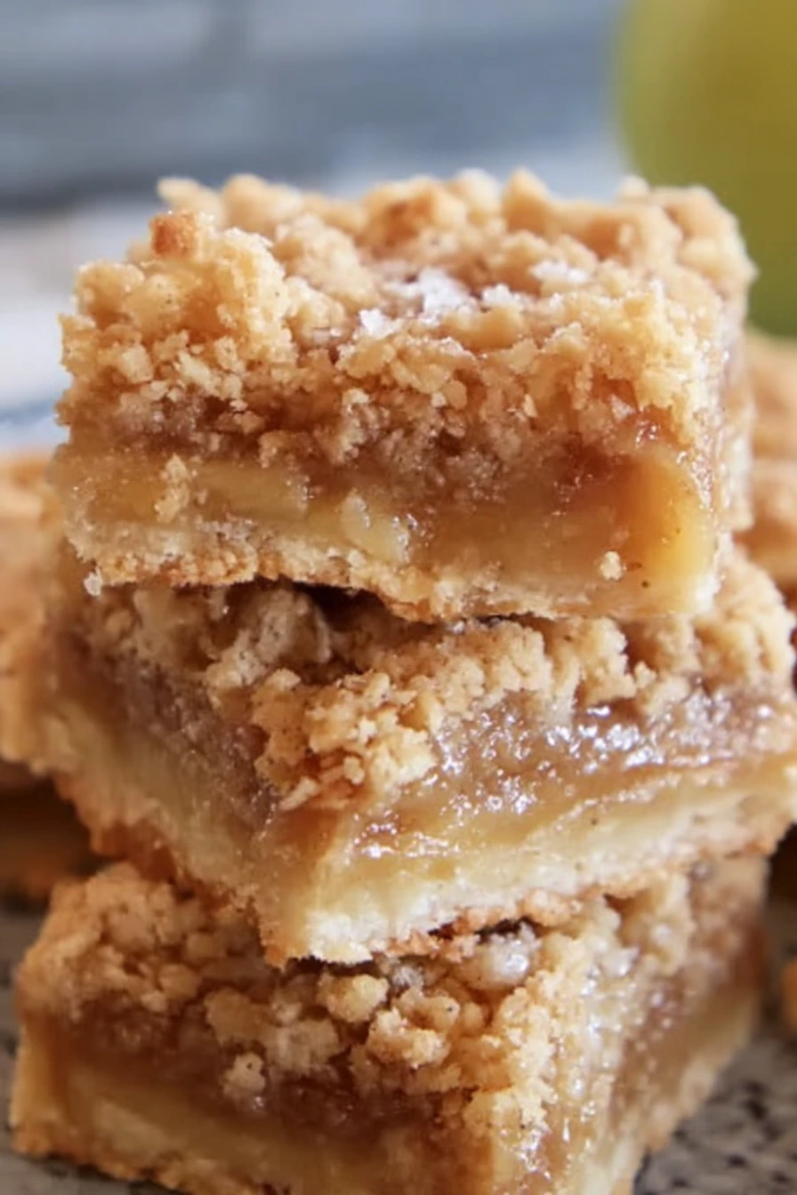 Apple Crisp Bars, crunchy, sweet, cinnamon, oat topping, delicious, baked bars