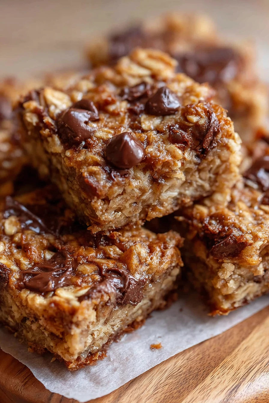 banana oatmeal bars, healthy snack, chewy, delicious, homemade, nutritious, energy boost