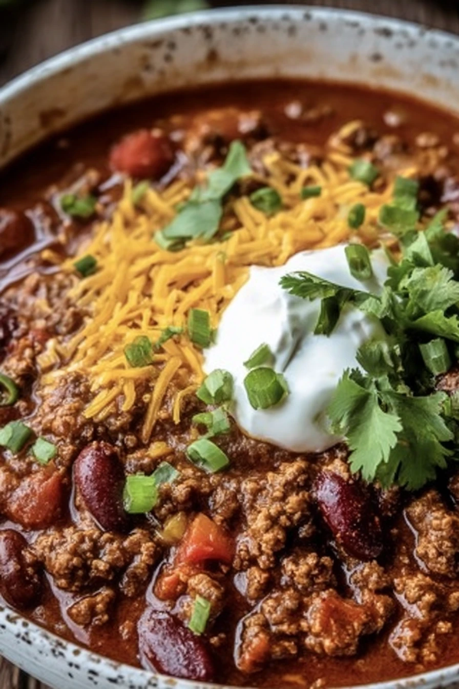 ground beef chili, stovetop recipe, savory, hearty, flavorful, comforting