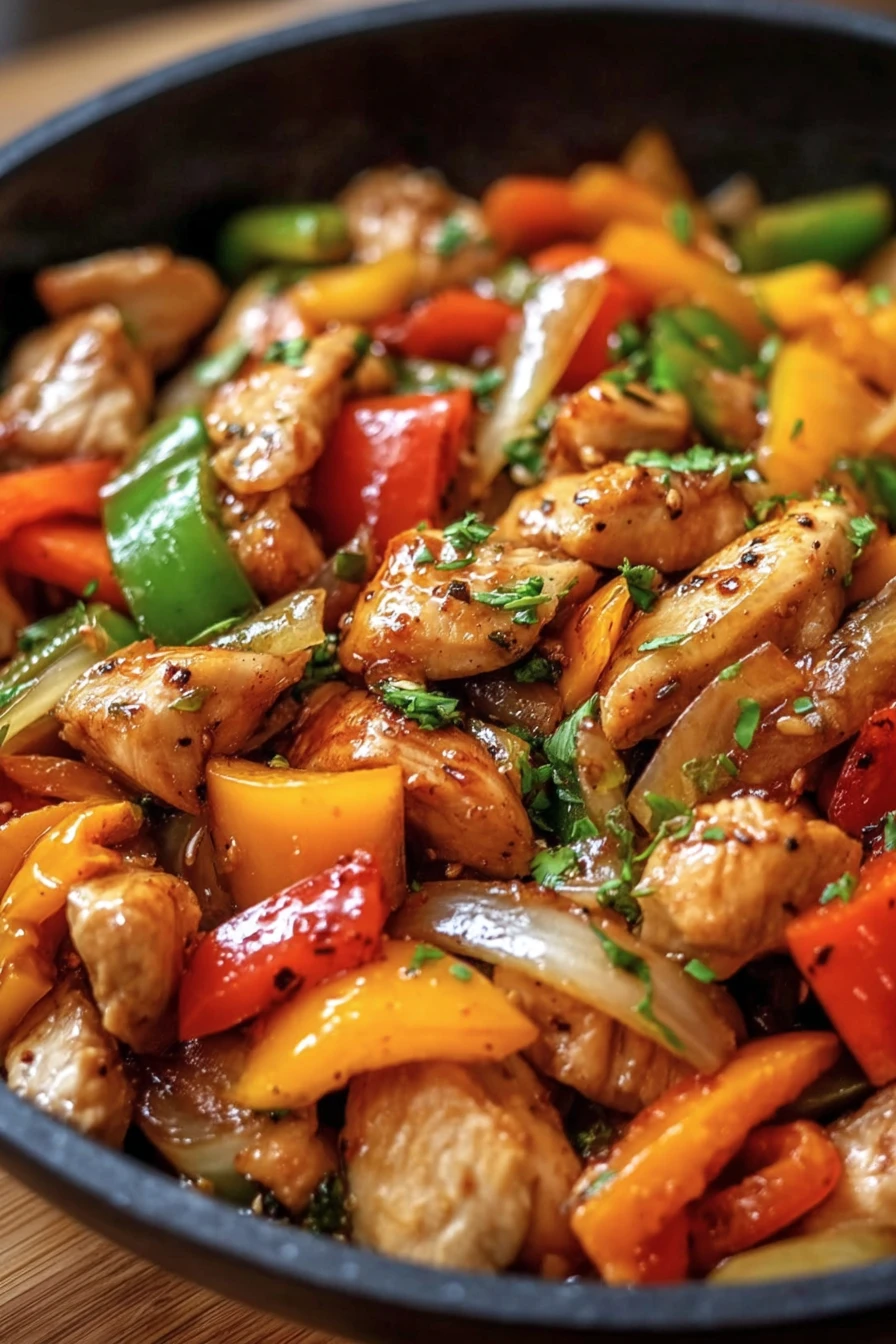 stir-fry chicken, vegetables, Chinese-style, savory, flavorful, colorful, delicious