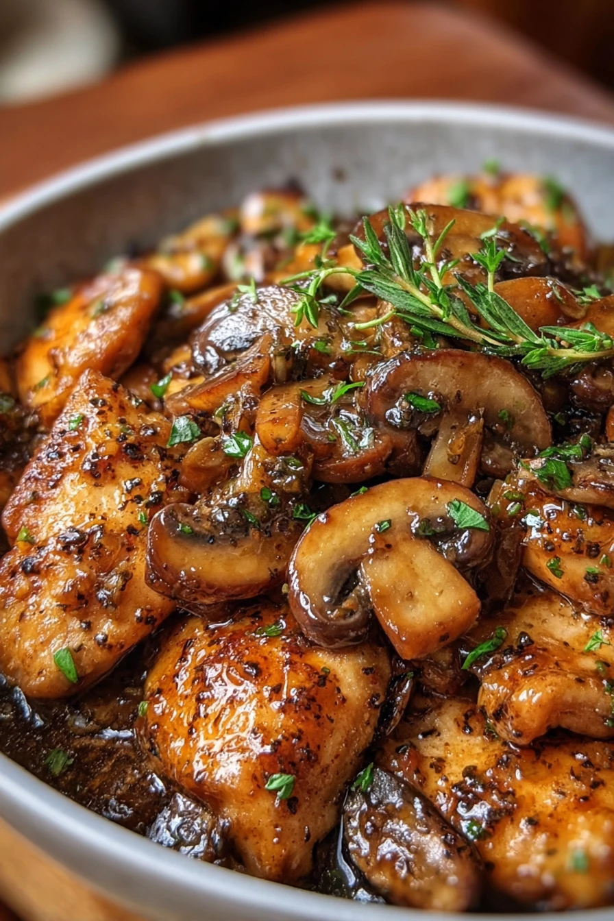 black pepper chicken, mushrooms, savory, aromatic, flavorful, delicious, recipe