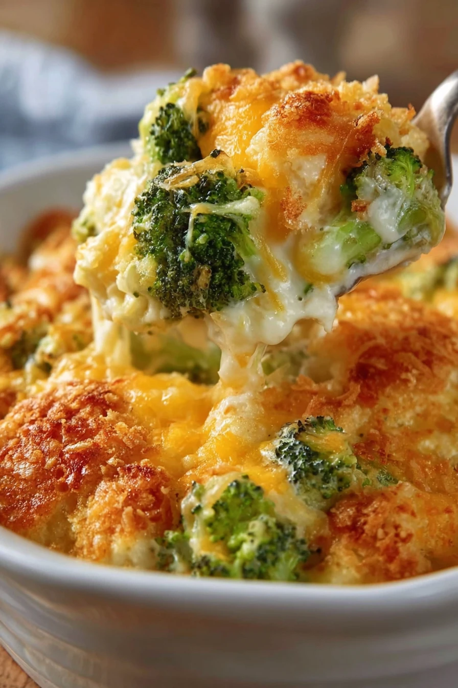 broccoli cheese casserole, savory comfort food, creamy cheddar sauce, baked perfection