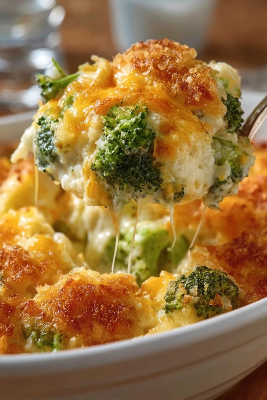 broccoli cheese casserole, savory comfort food, creamy cheddar sauce, baked perfection