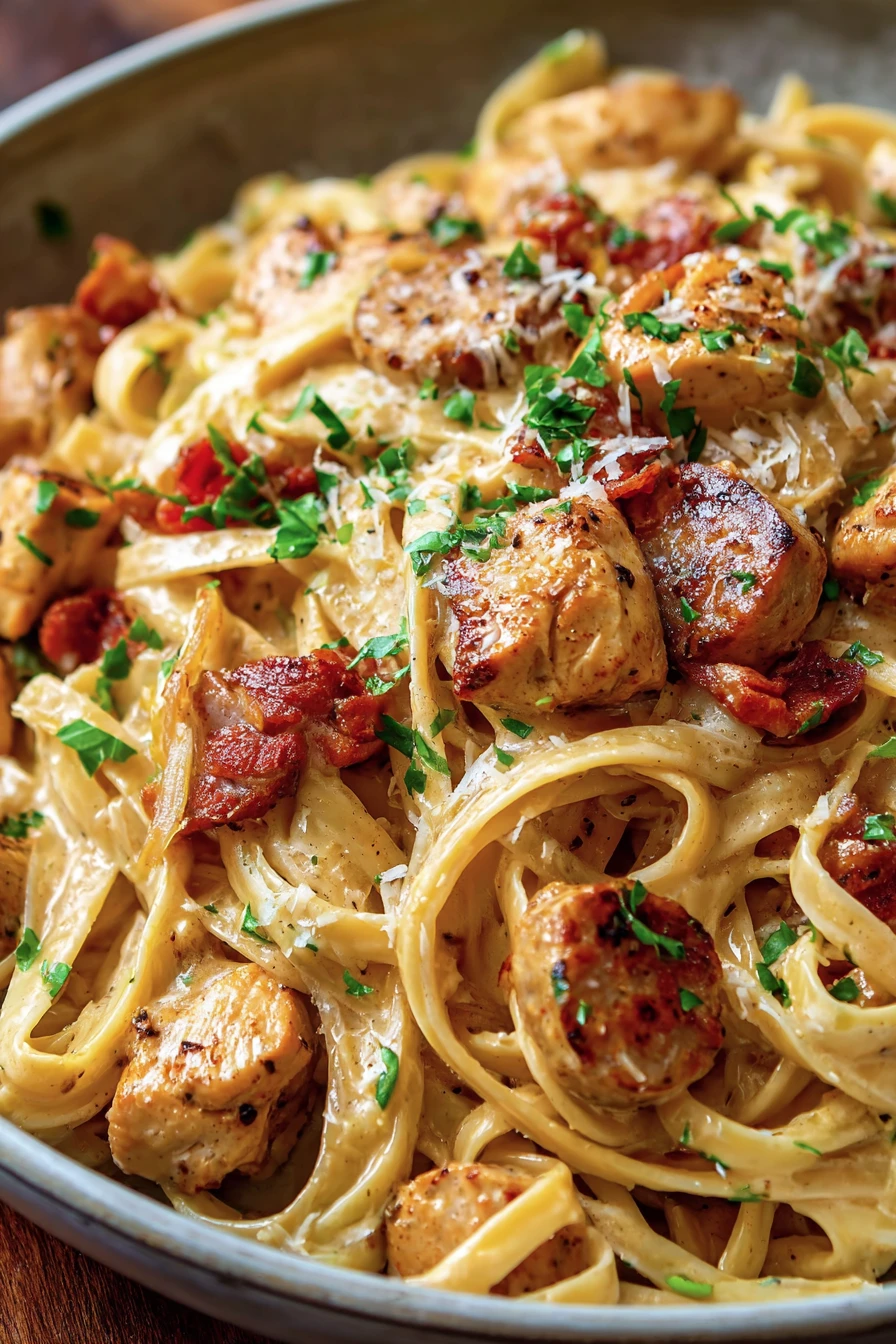 Cajun Chicken, Sausage Alfredo, Spicy, Creamy, Flavorful, Savory