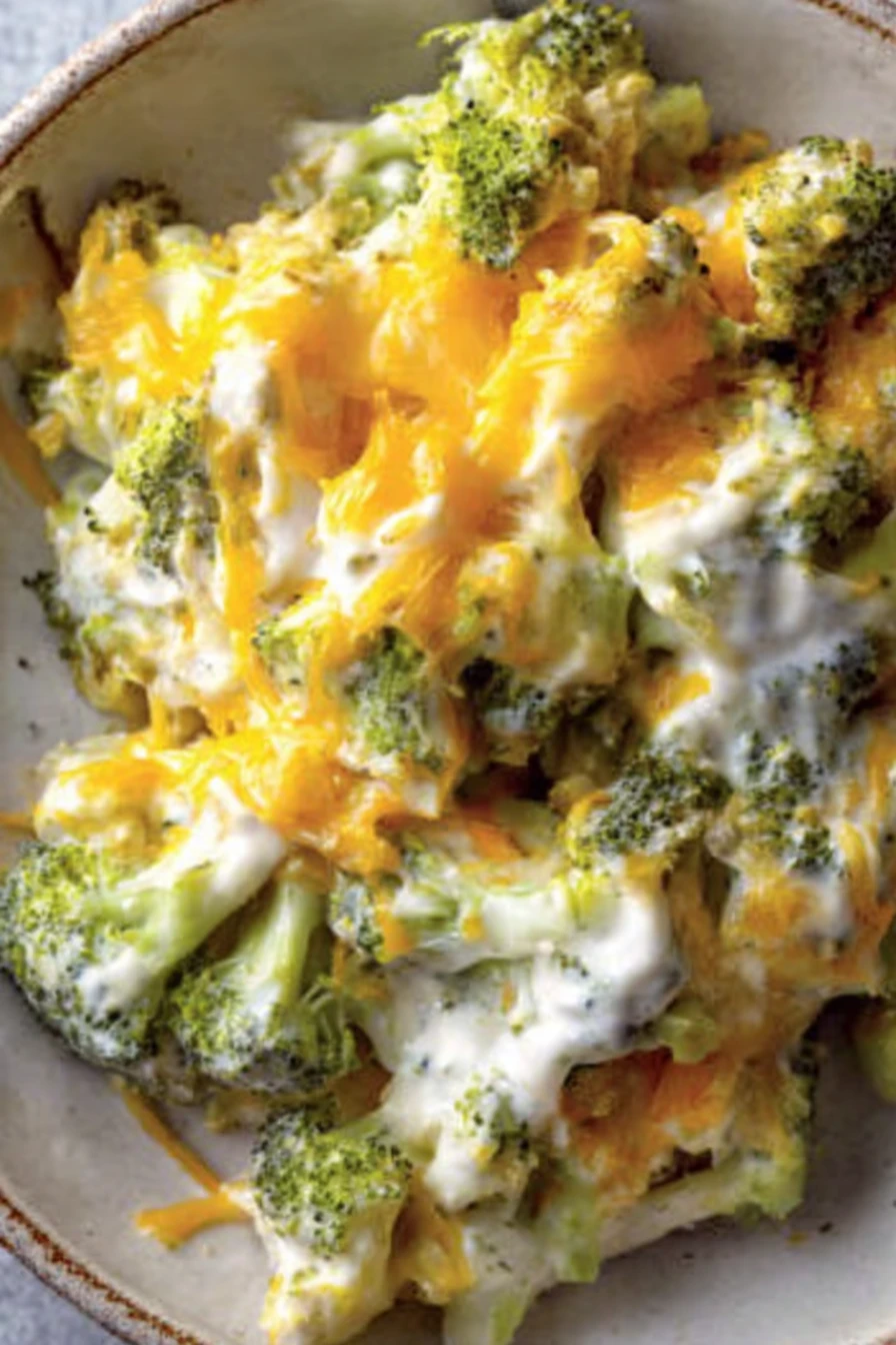 cheesy broccoli casserole, creamy, savory, baked, comfort food