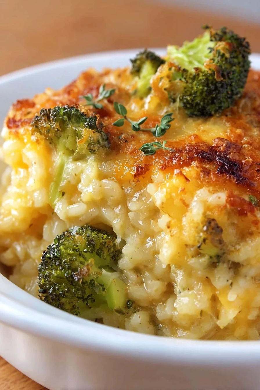 cheesy, broccoli rice casserole, savory, creamy, comfort food, delicious