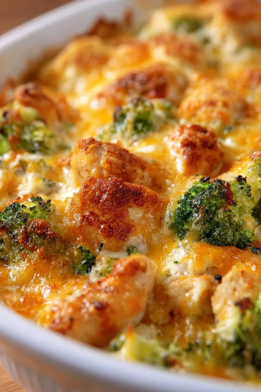 chicken broccoli casserole, creamy, cheesy, comforting, baked dish, hearty