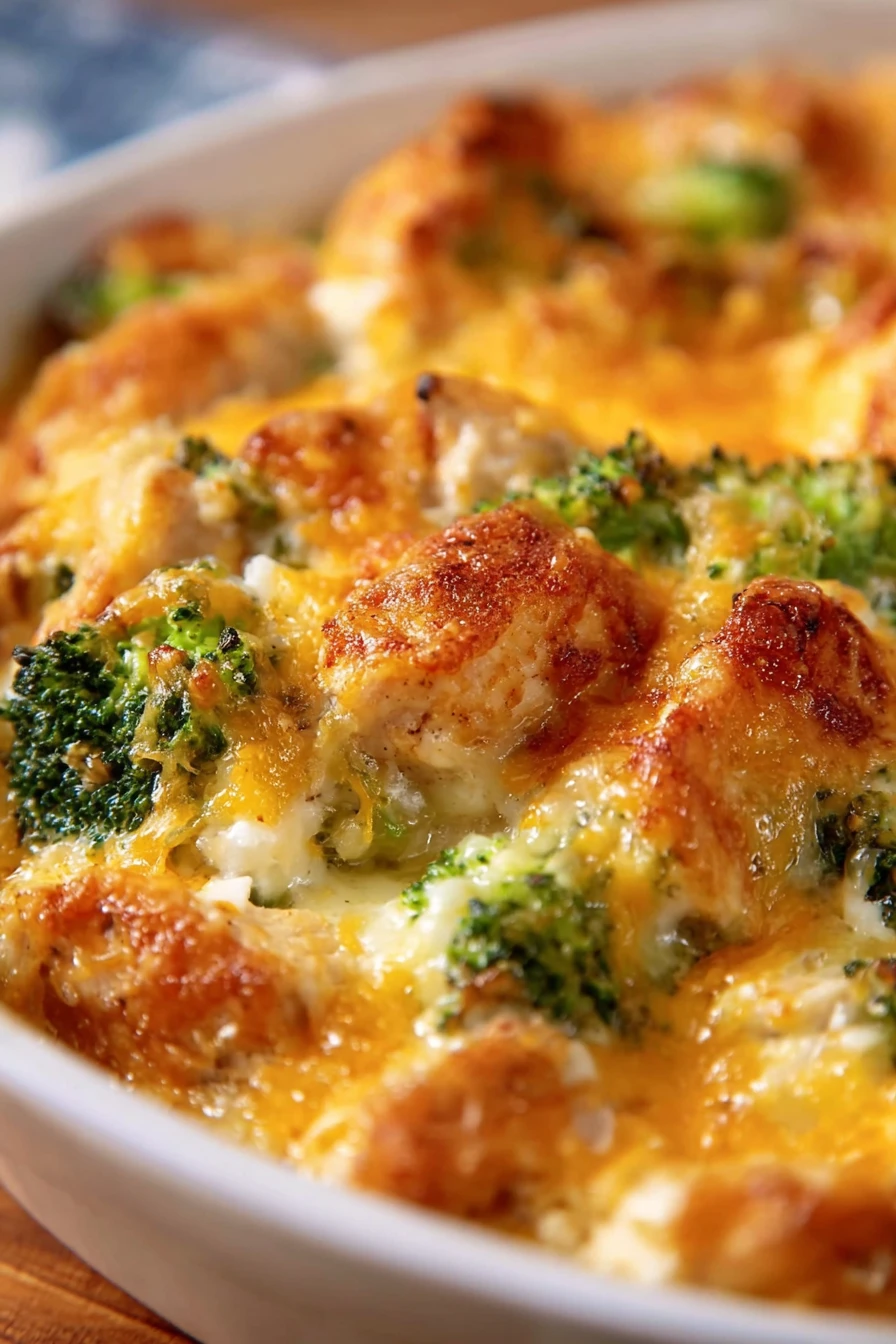 chicken broccoli casserole, creamy, cheesy, comforting, baked dish, hearty