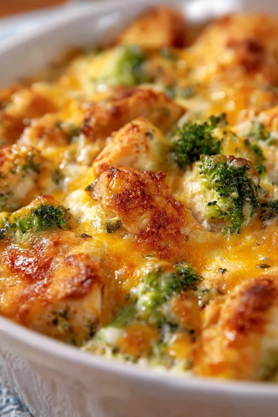 chicken broccoli casserole, creamy, cheesy, comforting, baked dish, hearty