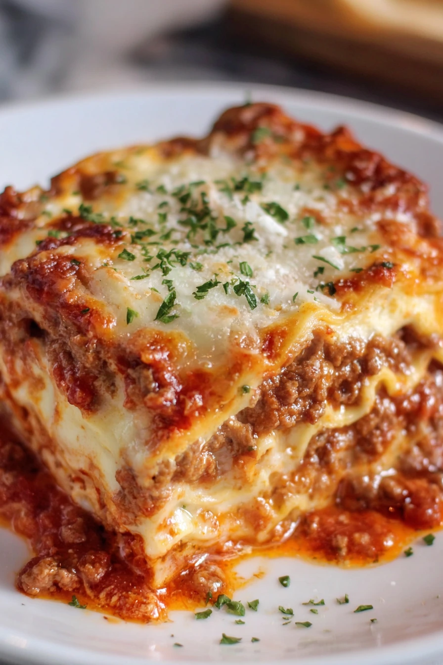 classic lasagna, meat sauce, cheesy, savory, layered, Italian, delicious