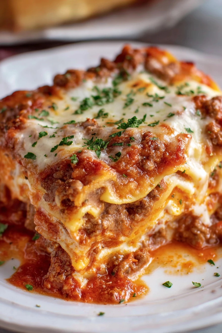 classic lasagna, meat sauce, cheesy, savory, layered, Italian, delicious