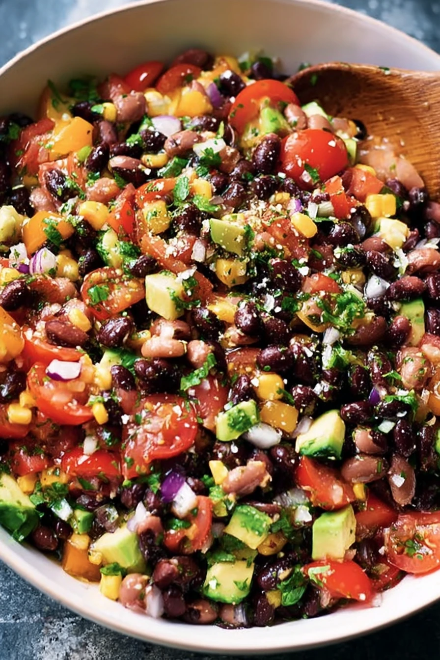 Cowboy Caviar, zesty, colorful, savory, fresh veggies, tangy dressing