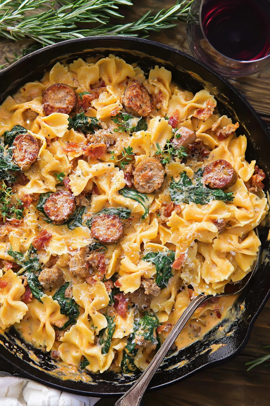 Creamy Acorn Squash Pasta with Sausage and Spinach recipe step-by-step guide