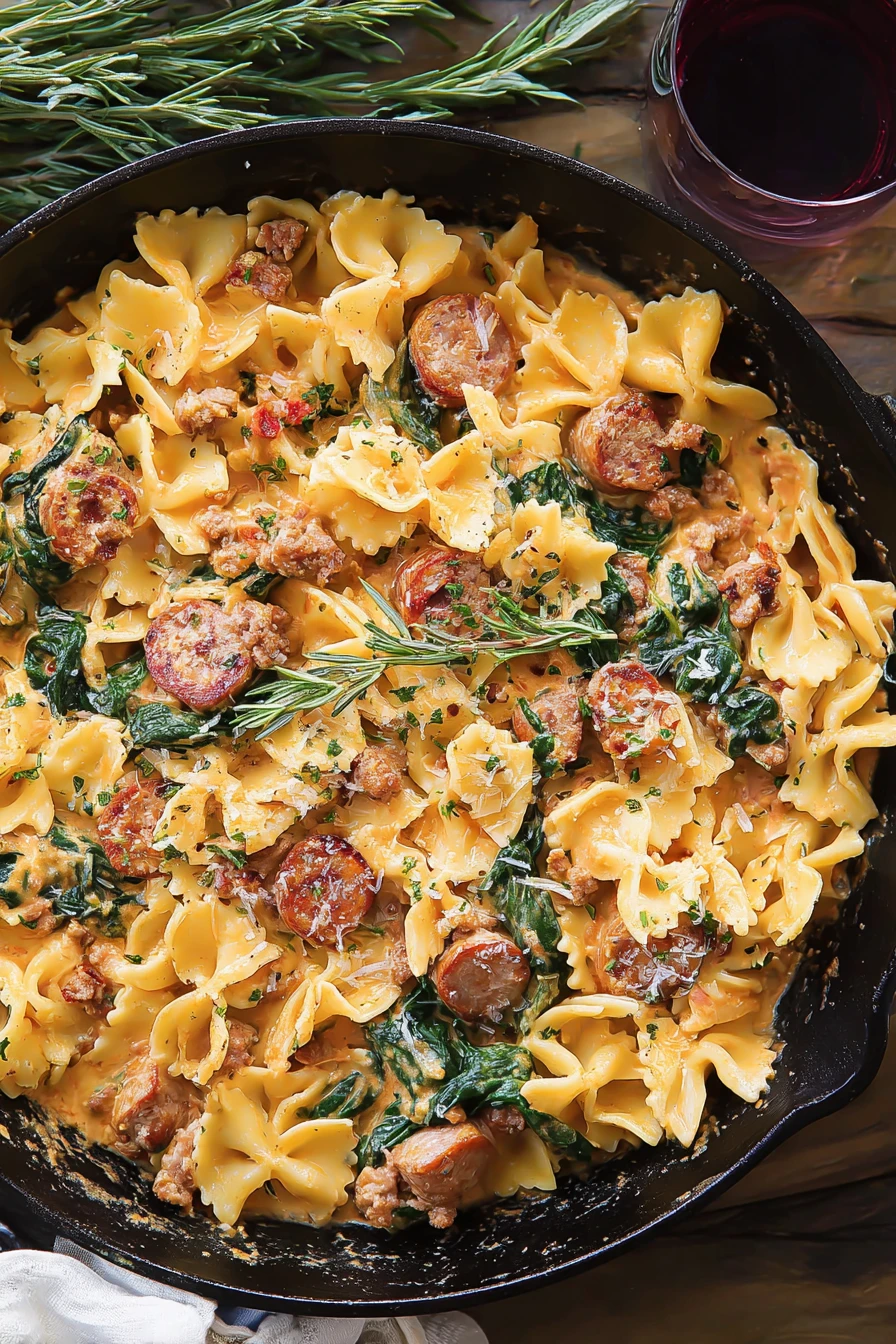 Creamy Acorn Squash Pasta with Sausage and Spinach recipe step-by-step guide