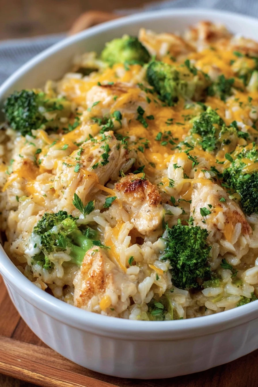 creamy broccoli, chicken, rice, casserole, savory, comforting, delicious