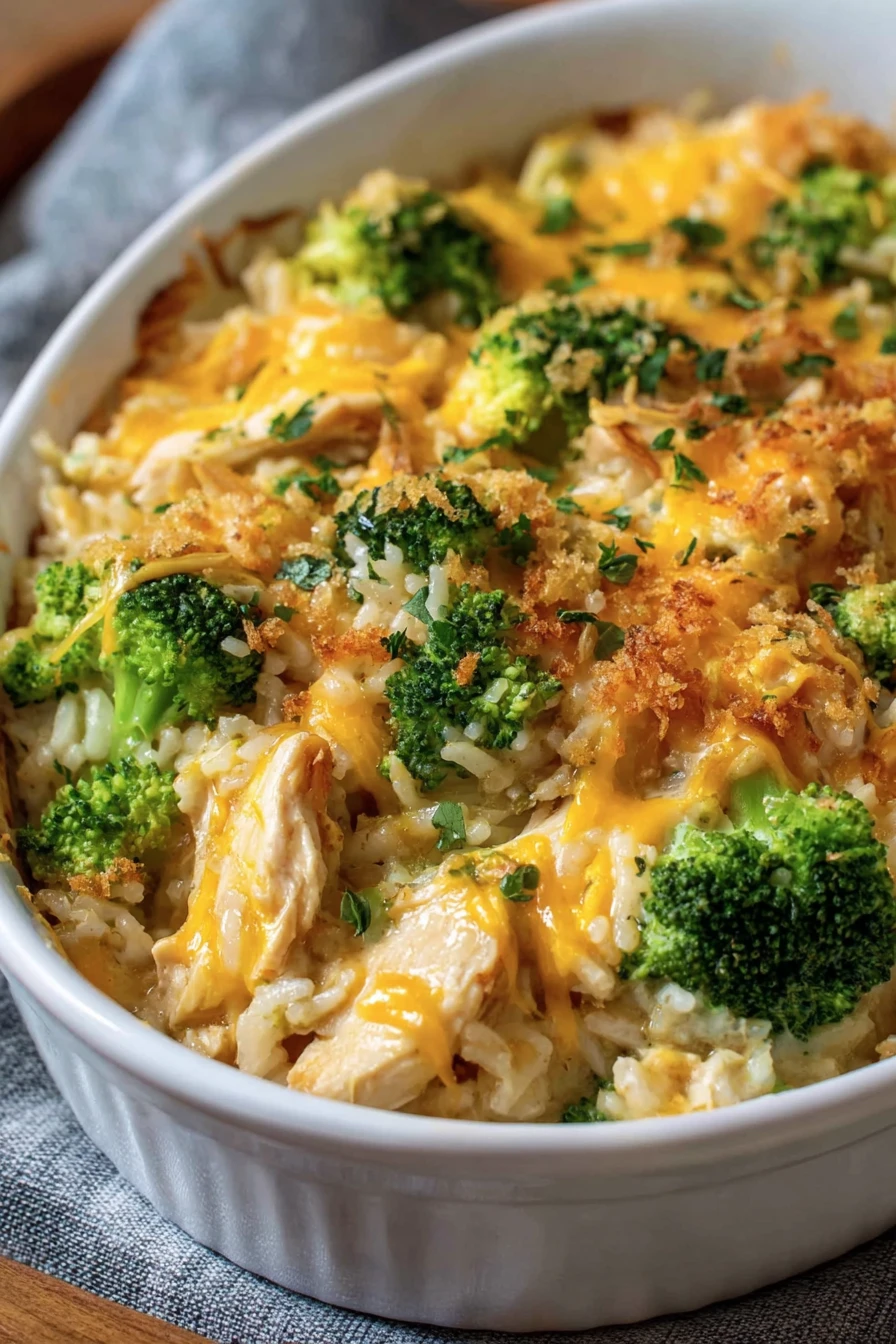 creamy broccoli, chicken, rice, casserole, savory, comforting, delicious