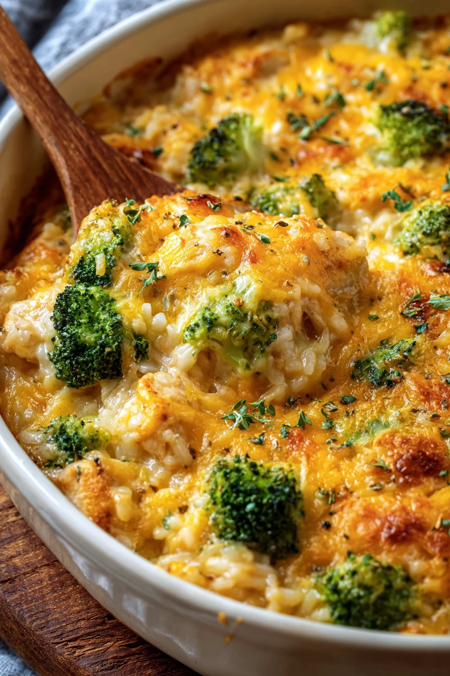 creamy chicken, broccoli rice, cheesy casserole, savory, comforting