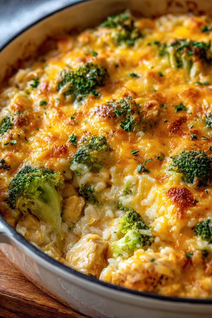 creamy chicken, broccoli rice, cheesy casserole, savory, comforting