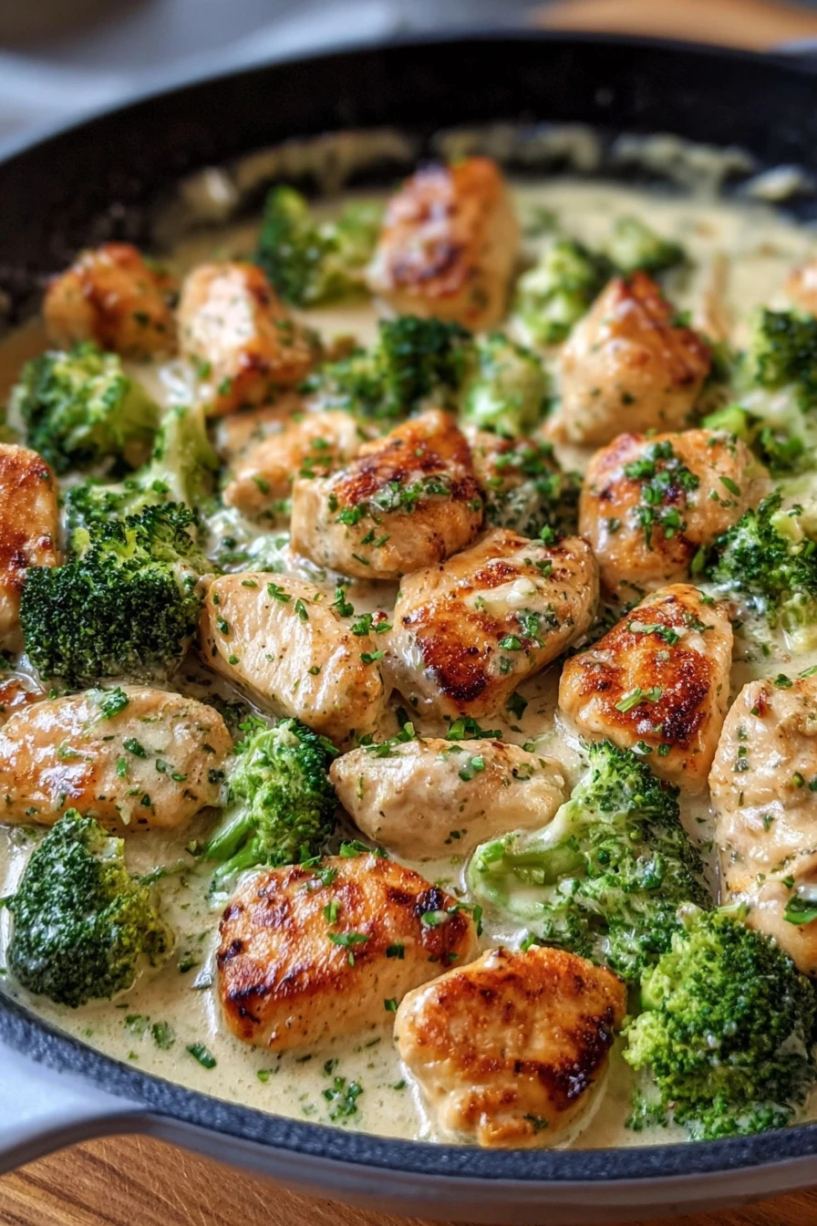 Creamy Garlic Chicken and Broccoli Skillet