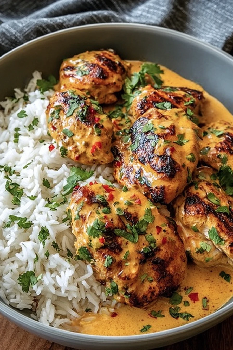 creamy, peri-peri chicken, rice, spicy, flavorful, delicious, savory