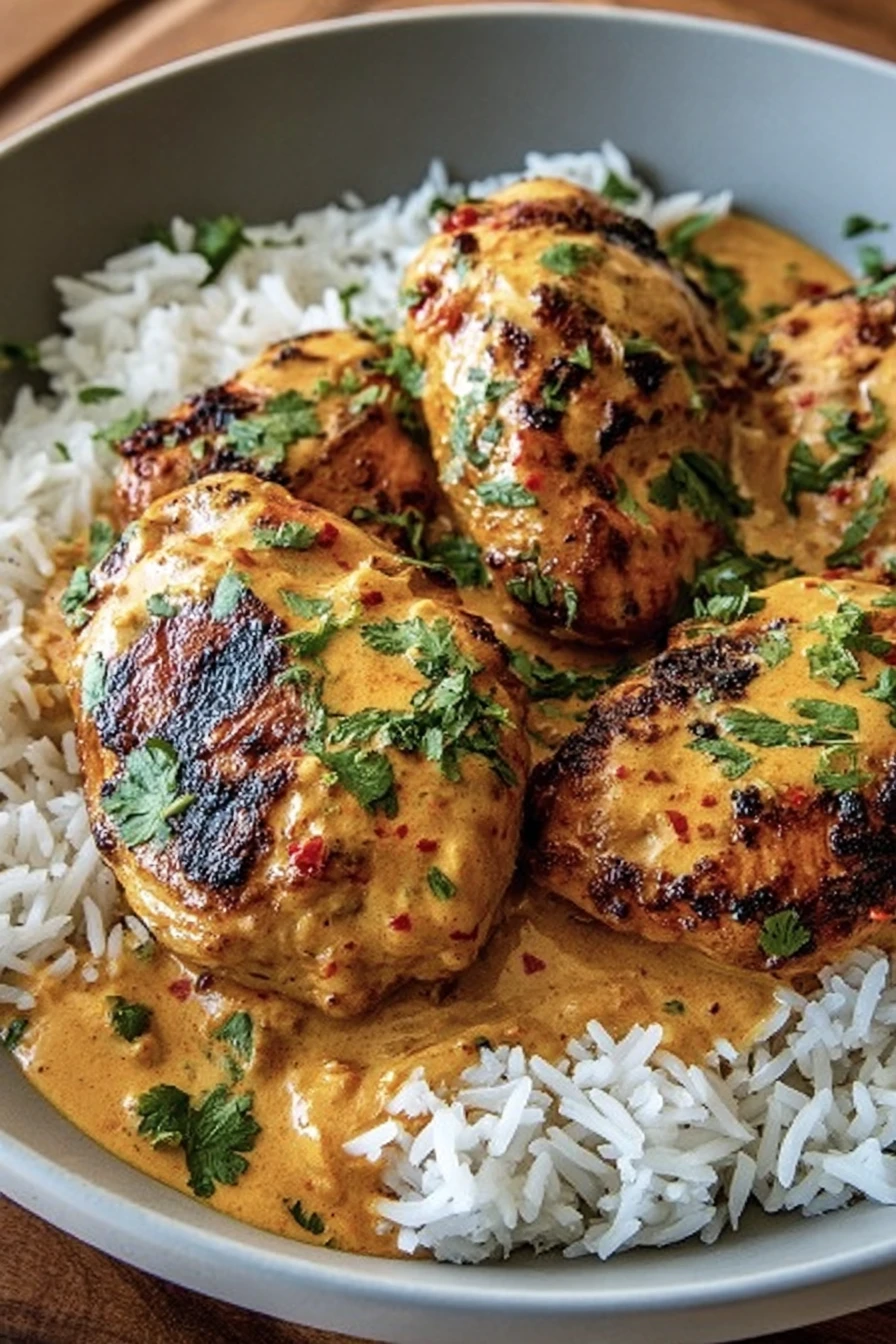 creamy, peri-peri chicken, rice, spicy, flavorful, delicious, savory