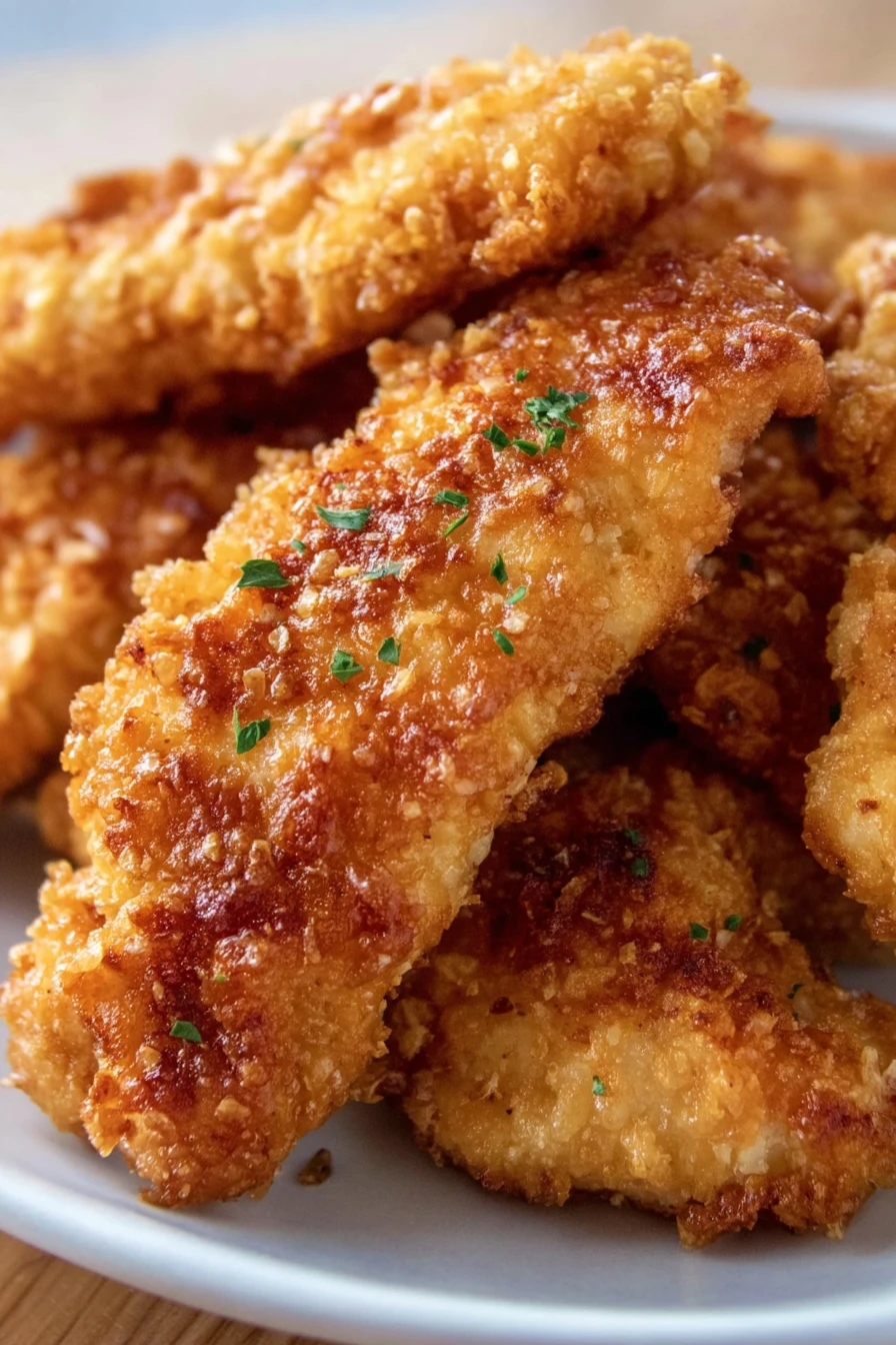 crispy, oven-baked, chicken tenders, golden brown, juicy, flavorful, delicious