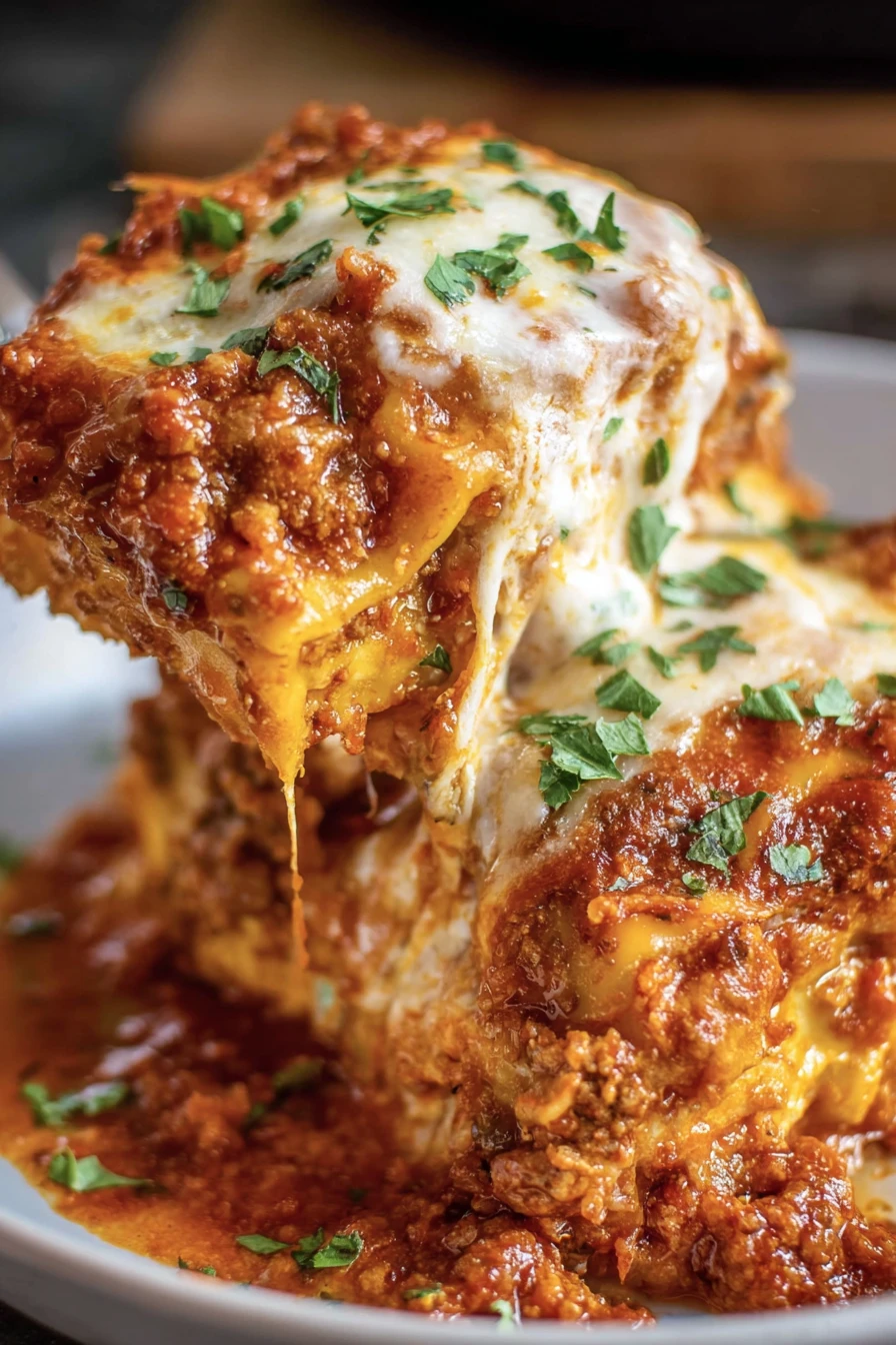 crockpot lasagna, cheesy layers, savory sauce, slow-cooked, hearty, delicious flavor