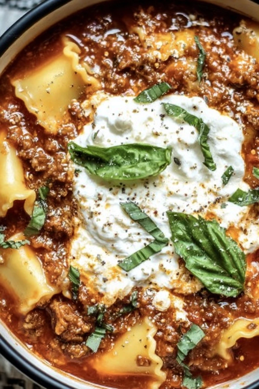 crockpot lasagna soup, savory, hearty, cheesy, Italian flavors, comforting, delicious